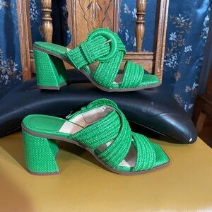 Alex Marie Green Textured Mules